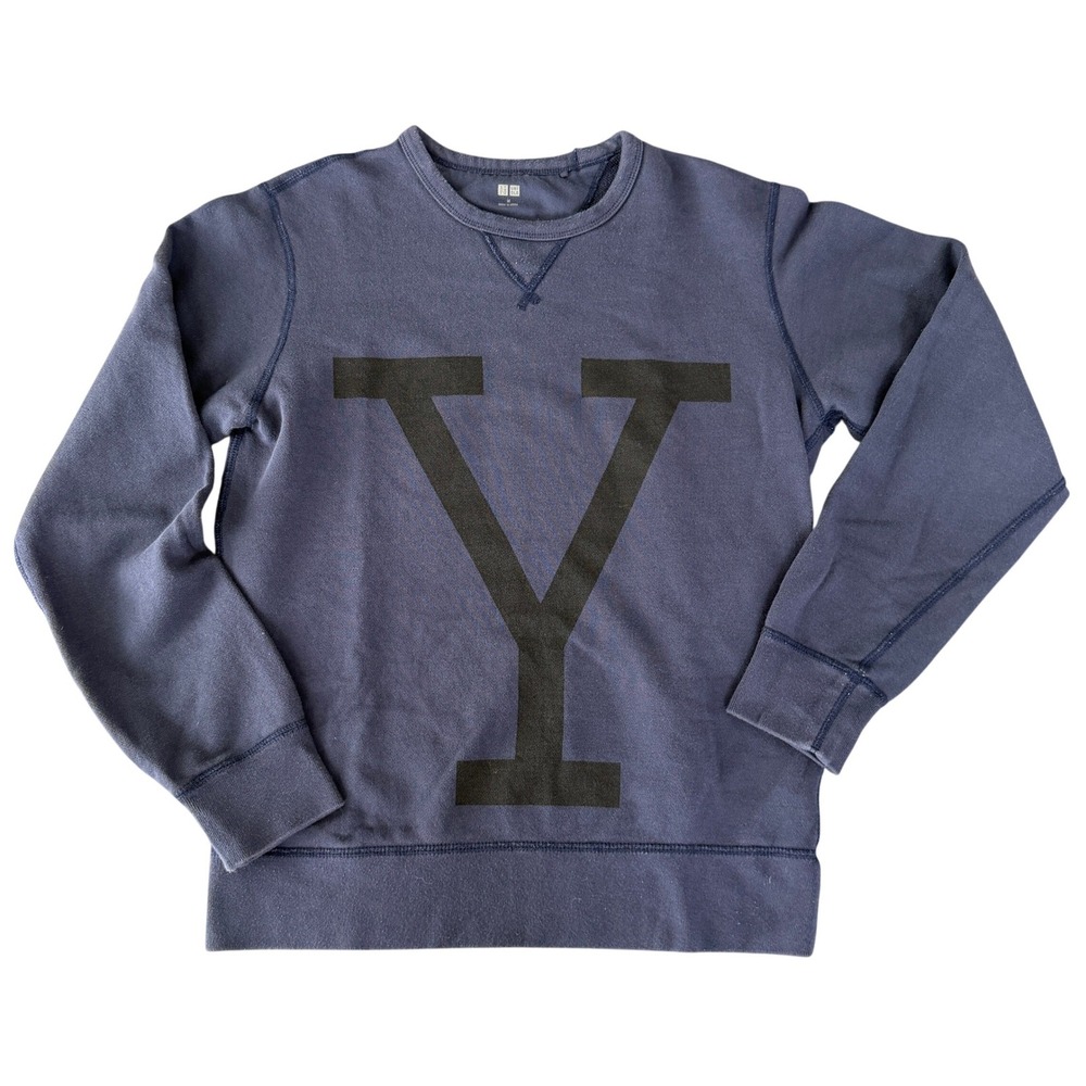 Uniqlo Womens Blue Crew Neck Sweatshirt Large Letter Y Pullover Size M Normcore